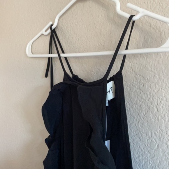 NWT 1st Sight Black Ruffle Jumpsuit wide leg small - Picture 8 of 12